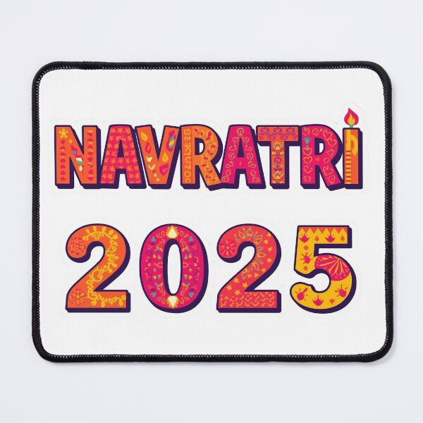 Item preview, Colorful Navratri 2025 Typography with Festive Motifs designed and sold by ArtivaNest.