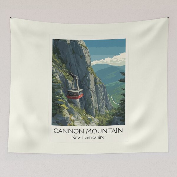 Item preview, Cannon Mountain NH Travel Poster | Vintage Aerial Tramway Wall Art designed and sold by TuncGK.