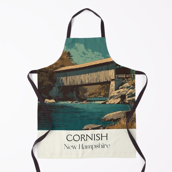 Item preview, Cornish New Hampshire Travel Poster | Vintage Covered Bridge Wall Art designed and sold by TuncGK.