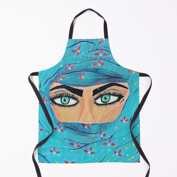 Artikelvorschau, Smaragdgrüne Augen – Frau im blauen Schleier, abstraktes Portrait, Wandkunst entworfen und verkauft von ArtsyEyes.