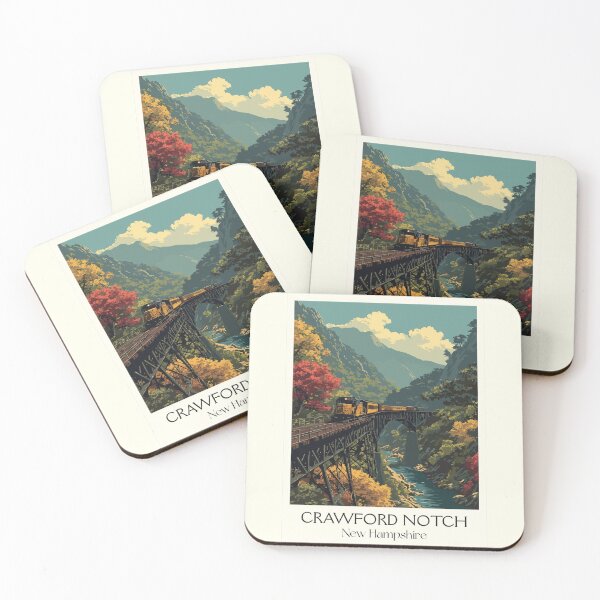 Item preview, Crawford Notch NH Travel Poster | Vintage White Mountains Train Bridge Art designed and sold by TuncGK.