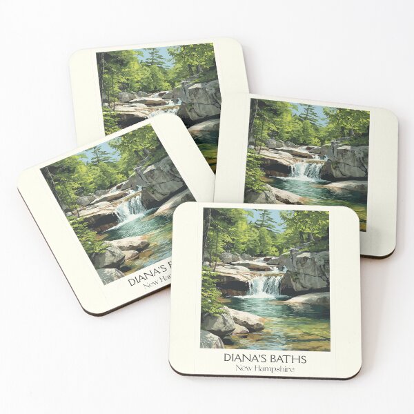 Item preview, Diana's Baths New Hampshire Poster | Vintage North Conway Waterfall Art designed and sold by TuncGK.