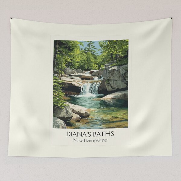Item preview, Diana's Baths New Hampshire Poster | Vintage North Conway Waterfall Art designed and sold by TuncGK.