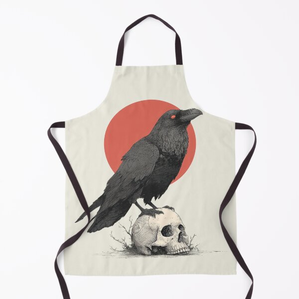 Item preview, Dark raven on skull in front of red sun – Gothic Halloween design designed and sold by Meiersbeste.