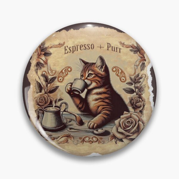 Item preview, vintage, cat and caffee, a gift for a coffee and cat lover, espresso + purr designed and sold by miro-bob-design.