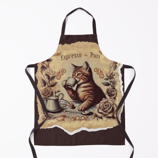 Item preview, vintage, cat and caffee, a gift for a coffee and cat lover, espresso + purr designed and sold by miro-bob-design.