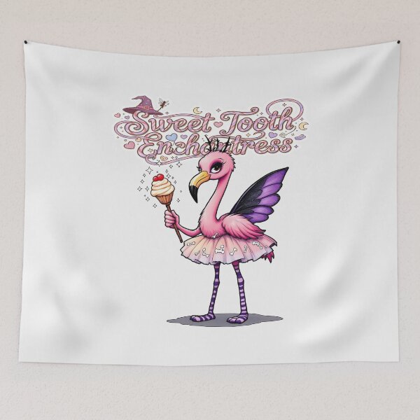 Item preview, Sweet Tooth Enchantress — Halloween Candy Flamingo Tee designed and sold by Printed Mistakes.