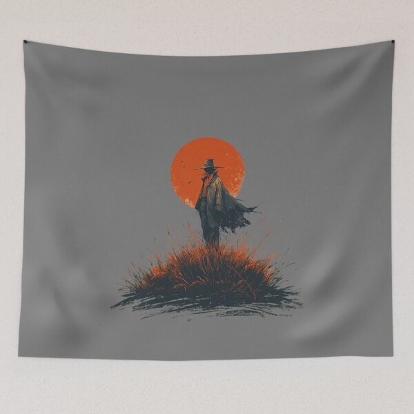 Item preview, Pumpkin head scarecrow under a red full moon – Halloween Gothic Design designed and sold by Meiersbeste.