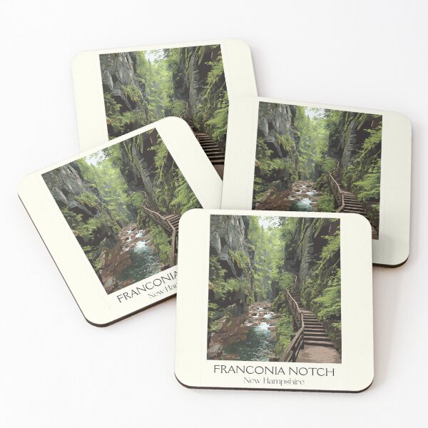 Item preview, Franconia Notch NH Travel Poster | Vintage White Mountains Hiking Art designed and sold by TuncGK.