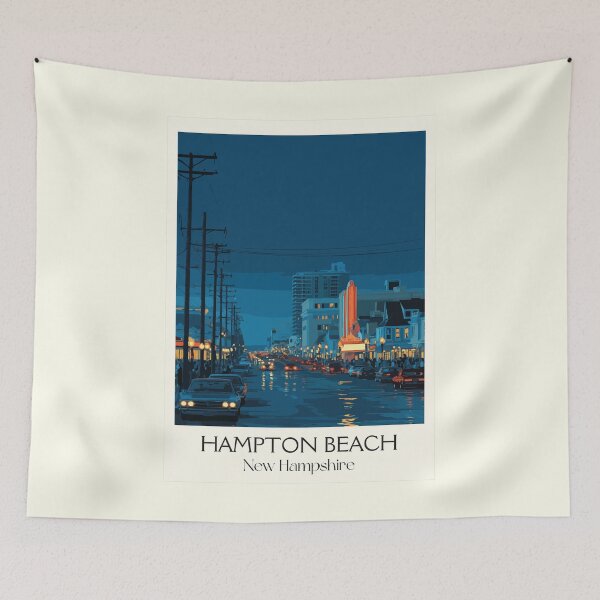 Item preview, Hampton Beach NH Travel Poster | Vintage Seacoast Boardwalk Art designed and sold by TuncGK.