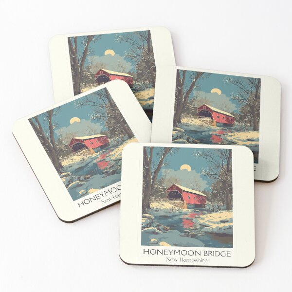 Item preview, Honeymoon Bridge Jackson NH Poster | Vintage Covered Bridge in Winter Art designed and sold by TuncGK.