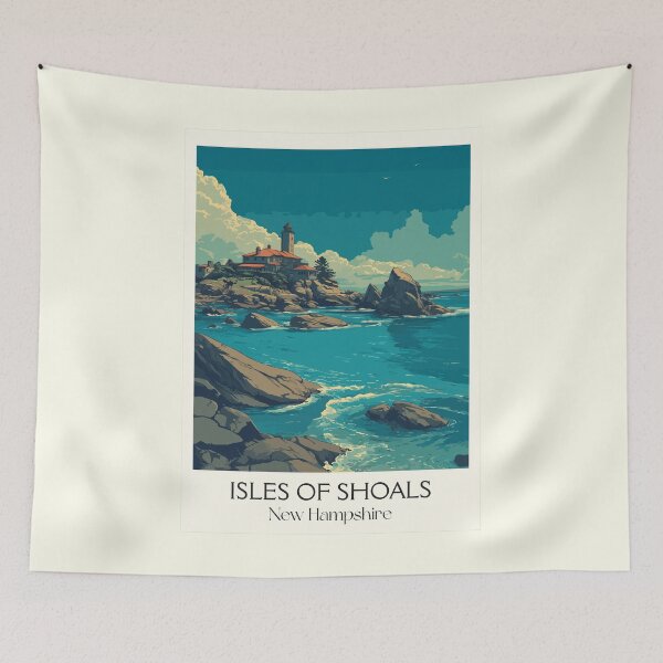Item preview, Isles of Shoals NH Travel Poster | Vintage New England Coast Wall Art designed and sold by TuncGK.
