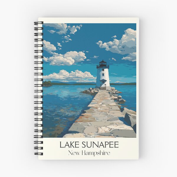 Item preview, Lake Sunapee New Hampshire Poster | Vintage Lighthouse & Lake Wall Art designed and sold by TuncGK.