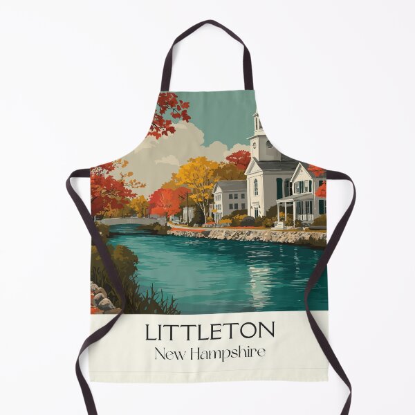 Item preview, Littleton New Hampshire Travel Poster | Vintage Riverwalk & Church Steeple Art designed and sold by TuncGK.