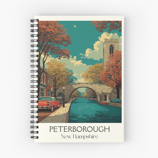 Item preview, Peterborough NH Travel Poster | Vintage Monadnock Region Town Art designed and sold by TuncGK.