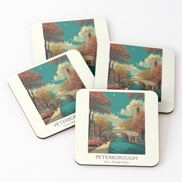 Item preview, Peterborough NH Travel Poster | Vintage Monadnock Region Town Art designed and sold by TuncGK.