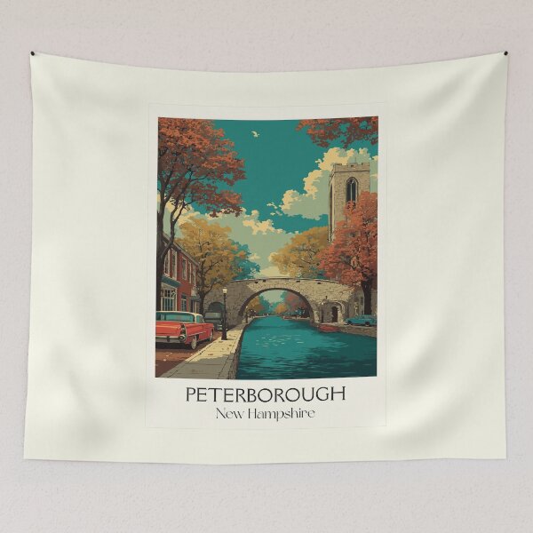 Item preview, Peterborough NH Travel Poster | Vintage Monadnock Region Town Art designed and sold by TuncGK.
