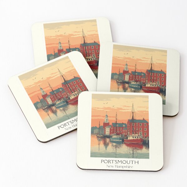Item preview, Portsmouth New Hampshire Travel Poster | Vintage Seacoast Harbor Wall Art designed and sold by TuncGK.