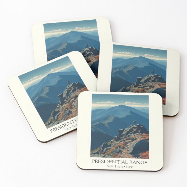 Item preview, Presidential Range NH Travel Poster | Vintage White Mountains Hiking Art designed and sold by TuncGK.