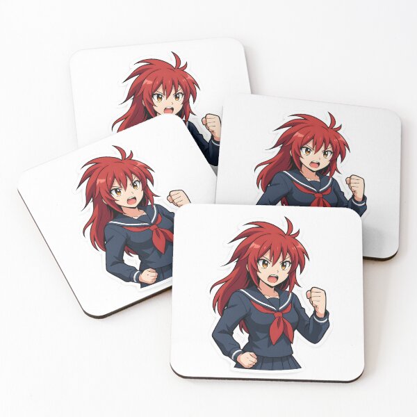Item preview, Fierce Anime Girl Sticker – Red Hair & Golden Eyes in Bold Manga Style designed and sold by OsasChild.