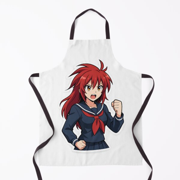 Item preview, Fierce Anime Girl Sticker – Red Hair & Golden Eyes in Bold Manga Style designed and sold by OsasChild.