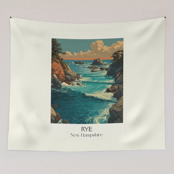 Item preview, Rye New Hampshire Travel Poster | Vintage Rocky Seacoast Wall Art designed and sold by TuncGK.