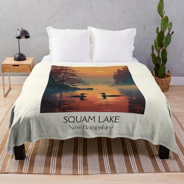 Item preview, Squam Lake New Hampshire Poster | Vintage Loons on the Lake Wall Art designed and sold by TuncGK.