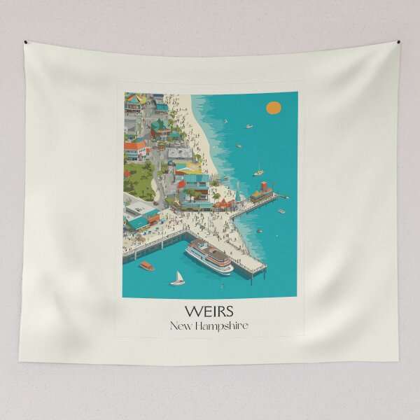Item preview, Weirs Beach NH Travel Poster | Vintage Lake Winnipesaukee Boardwalk Art designed and sold by TuncGK.