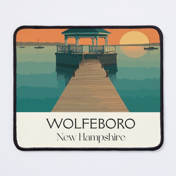 Item preview, Wolfeboro New Hampshire Poster | Vintage Lake Winnipesaukee Sunset Art designed and sold by TuncGK.