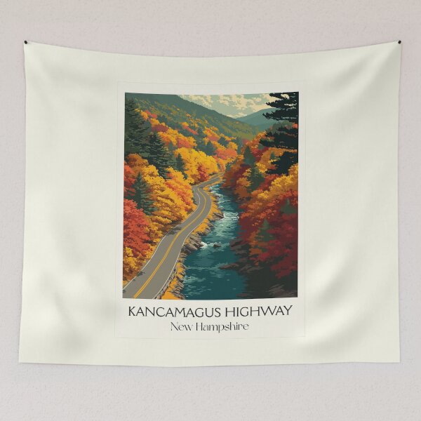 Item preview, Kancamagus Highway NH Travel Poster | Vintage Fall Foliage Scenic Drive Art designed and sold by TuncGK.