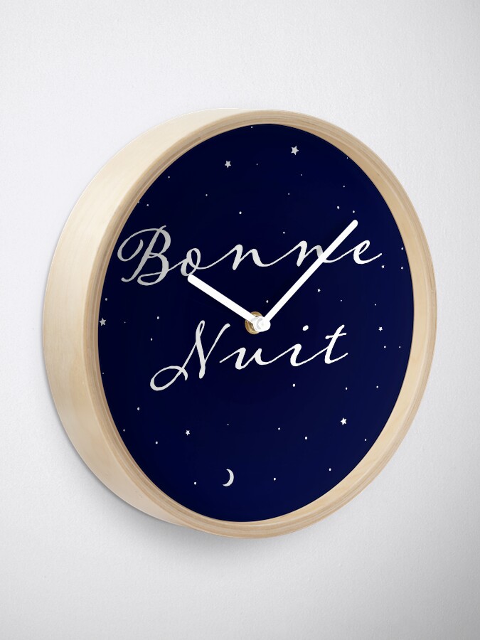 Horloge « Circulaire &quot;Bonne Nuit&quot; Française &quot;Bonne Nuit&quot; Simple Design »,  par rachelschmidt | Redbubble