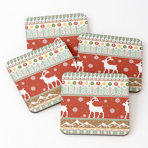 Item preview, Festive Reindeer and Ornament Pixel Seamless Pattern designed and sold by Alynek-Design.