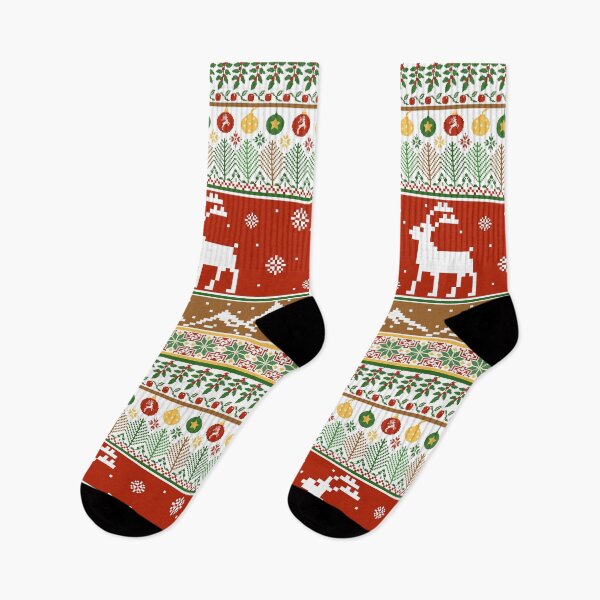 Item preview, Festive Reindeer and Ornament Pixel Seamless Pattern designed and sold by Alynek-Design.
