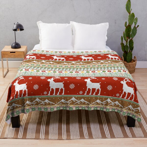 Item preview, Festive Reindeer and Ornament Pixel Seamless Pattern designed and sold by Alynek-Design.