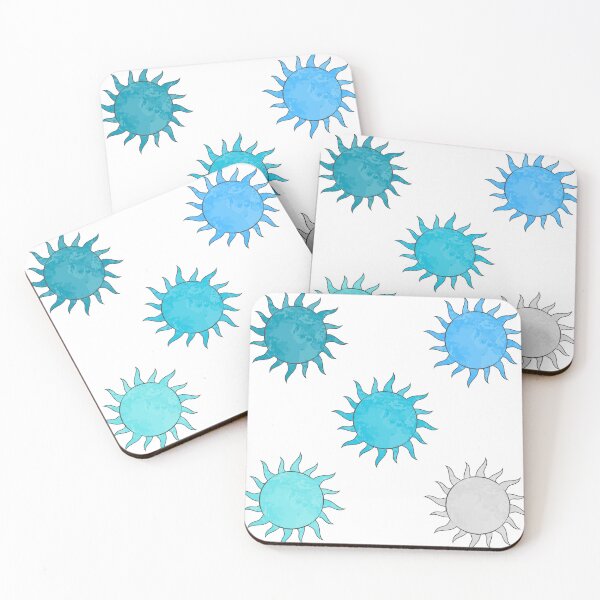 Item preview, Blue Sun Sticker Pack – Minimal Aesthetic Suns in 5 Shades designed and sold by InfiniteSticker.
