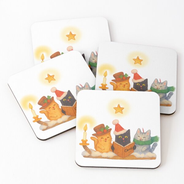 Item preview, Carol Singing Kitties - Christmas Cats - Ginger - Tabby designed and sold by TheWishingShed.