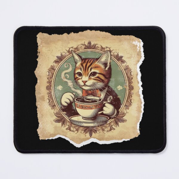 Item preview, cat and caffee, vintage graphics, a gift for a cat and coffee lover,  designed and sold by miro-bob-design.