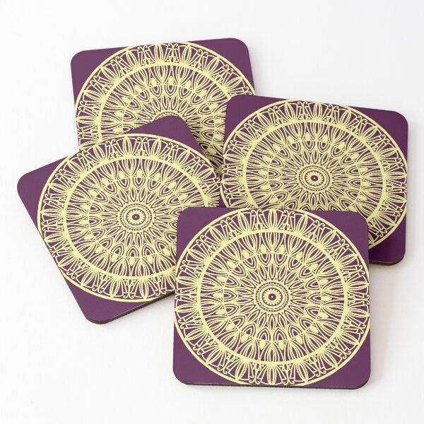 Item preview, Rose gold pink yellow Indian Mandala Art Intricate Pattern Flower Spiritual Abstract Decorative Design designed and sold by DivineMandala.