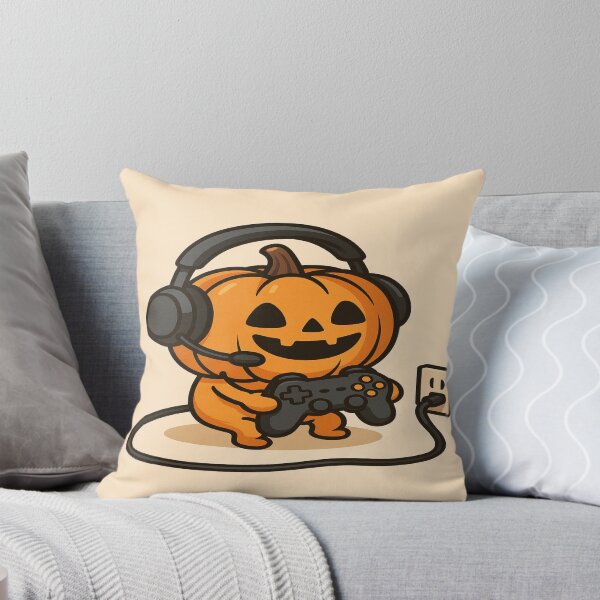 Aperçu de l'œuvre Pumpkin Powered Gamer – Funny Halloween Gaming créée et vendue par GeekGliter.
