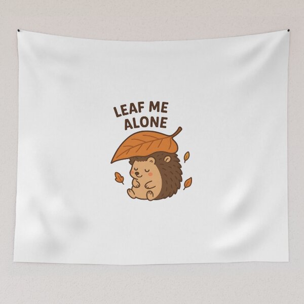 Item preview, Leaf Me Alone – Cute Kawaii Hedgehog Under Autumn Leaf Pun Design designed and sold by OsasChild.
