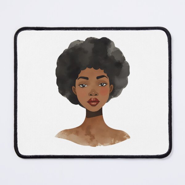 Item preview, Watercolor Black Woman Portrait – Afro Hair Aesthetic with Blushy Cheeks designed and sold by OsasChild.