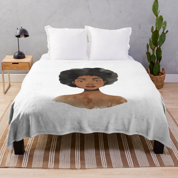 Item preview, Watercolor Black Woman Portrait – Afro Hair Aesthetic with Blushy Cheeks designed and sold by OsasChild.