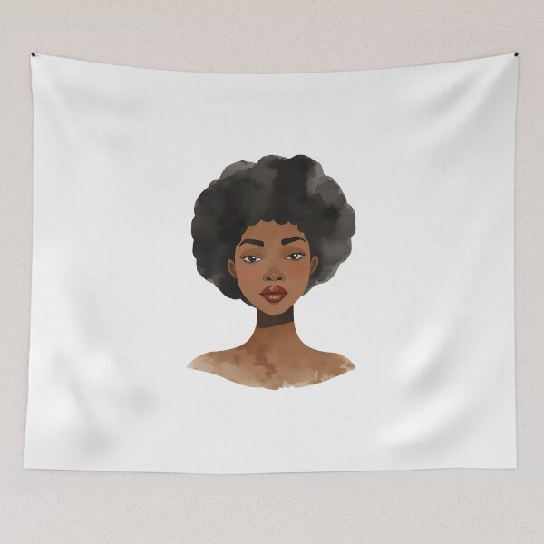 Item preview, Watercolor Black Woman Portrait – Afro Hair Aesthetic with Blushy Cheeks designed and sold by OsasChild.