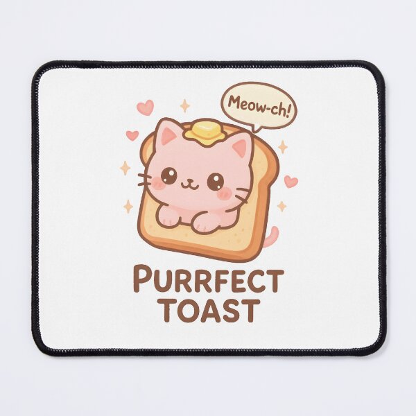Item preview, Purrfect Toast Cat – Cute Kawaii Pink Kitty in Toast Pun Design designed and sold by OsasChild.
