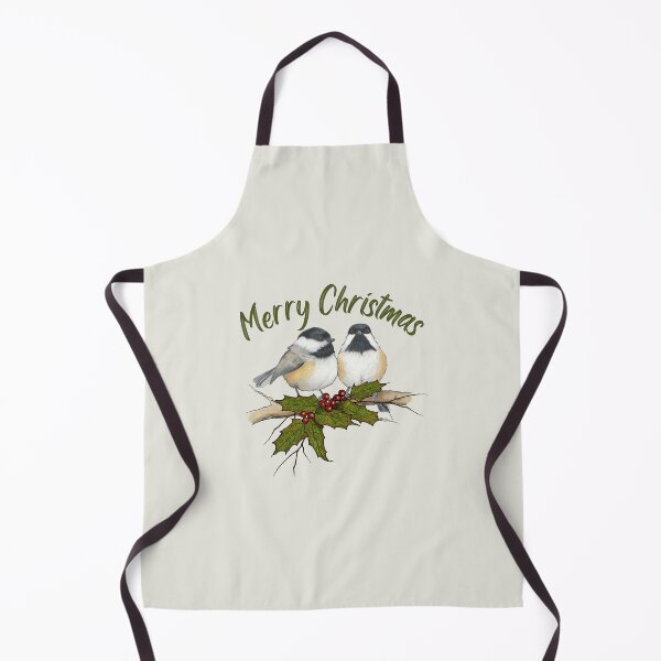 Item preview, Merry Christmas with CHICKADESS, Holly Leaves and Berries designed and sold by JoyfulWhimsy.