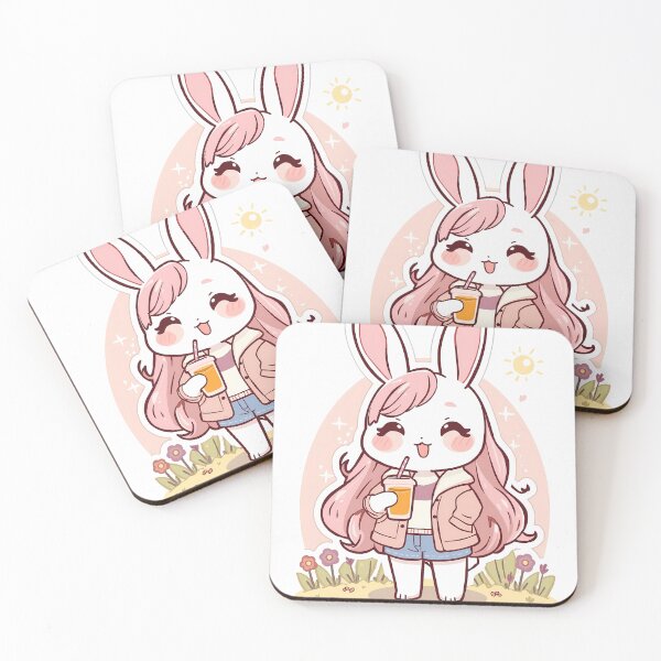 Item preview, Cute Stylish Bunny with Juice | Kawaii Aesthetic Rabbit Sticker designed and sold by TrendThreadsfor.