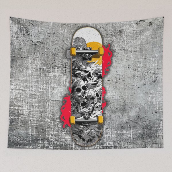 Item preview, Flame Splatter Skull Skateboard Three designed and sold by Jenson Major.
