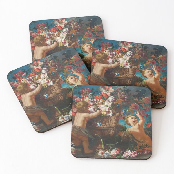 Item preview, Abraham Brueghel - Vases of flowers with Cherubs designed and sold by Onodera.