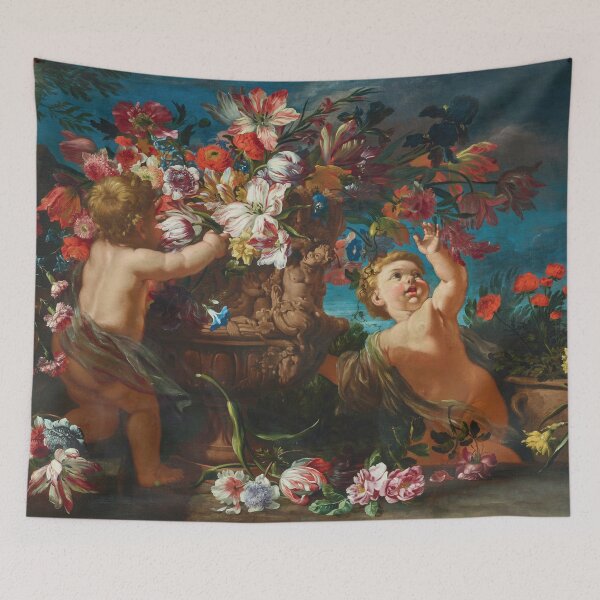 Item preview, Abraham Brueghel - Vases of flowers with Cherubs designed and sold by Onodera.