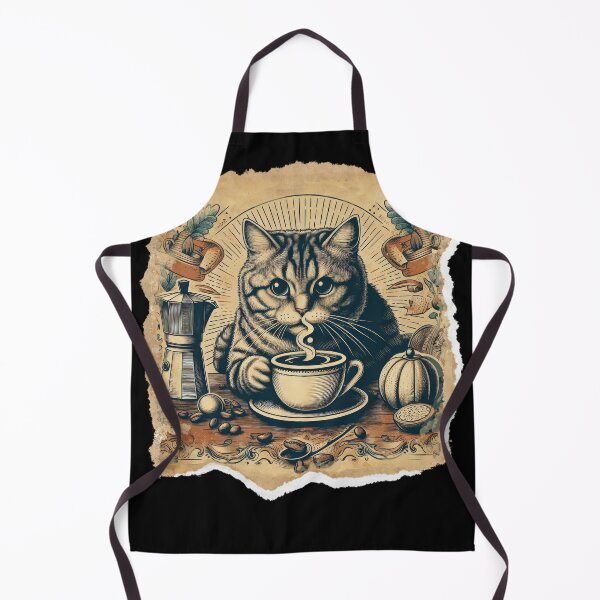 Item preview, cat and caffee, vintage graphics, a gift for a cat and coffee lover, designed and sold by miro-bob-design.